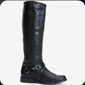 FRYE Phillip Ring Tall Stonewash Black EUC 8 BOOTS